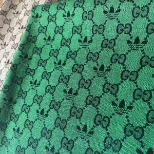 GJ05 Jacquard Fabric Green | 2 brand Fabric logos together