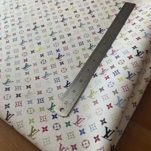 LL25 Rainbow Fabric white | multicolor leather fabric