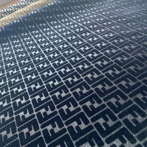 FL07 Black Vinyl Fabric With Velvet Pattern By The Yard