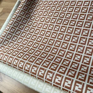 FJ02 White and Brown Jacquard Fabric