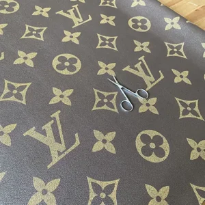 LL43 Brown Leather Fabric With Big Letters